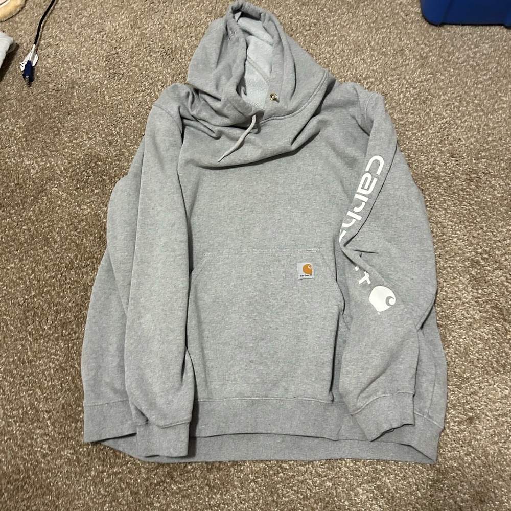 Carhartt Light Gray Men's Hoodie with Logo